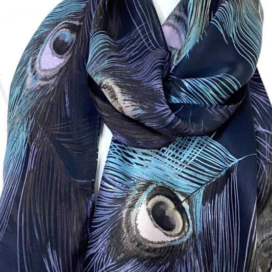 Cynthia Rowley Peacock Feathers Silk Scarf - Long – 4916