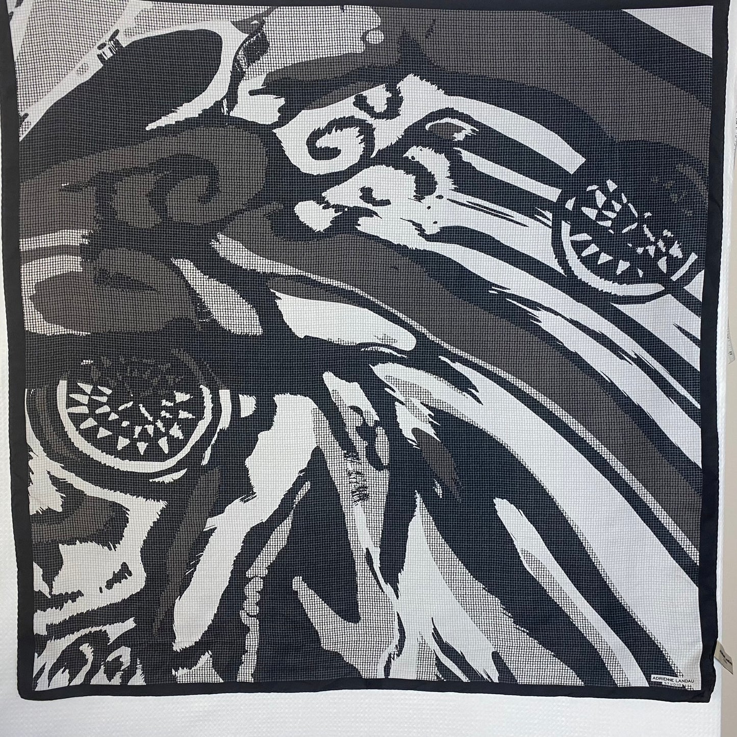 ADRIENNE LANDAU Silk Scarf - Abstract Art - 34" Square - 4953
