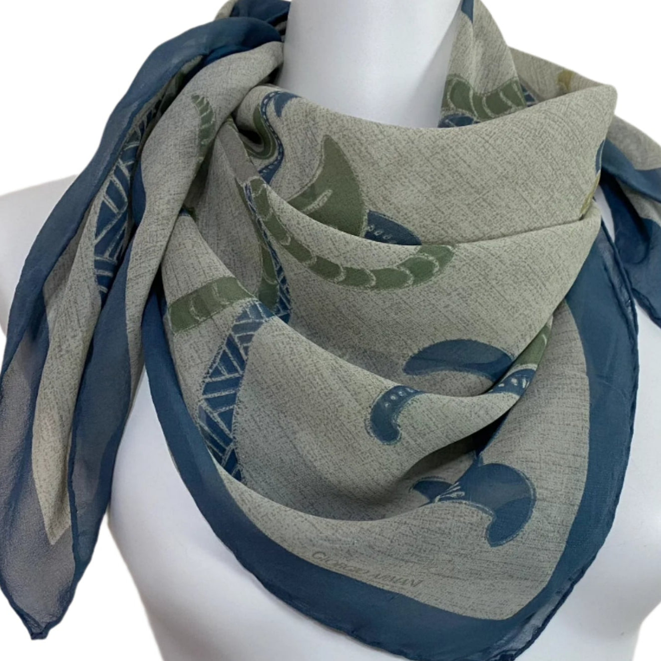 GIORGIO ARMANI Silk Scarf - Elephant Art - 35" Square - 4983