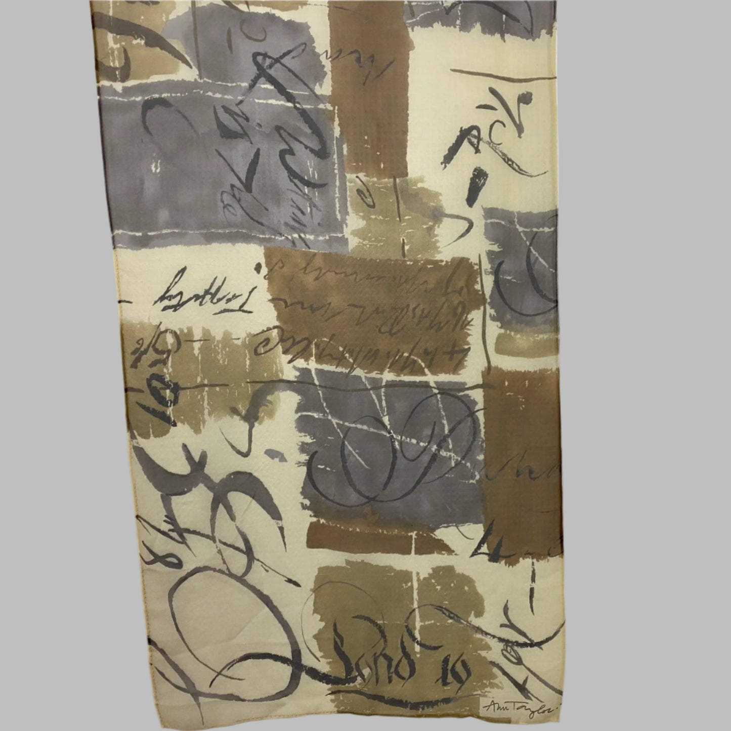 Ann Taylor Art Design Chiffon Silk Scarf - Long - 4992