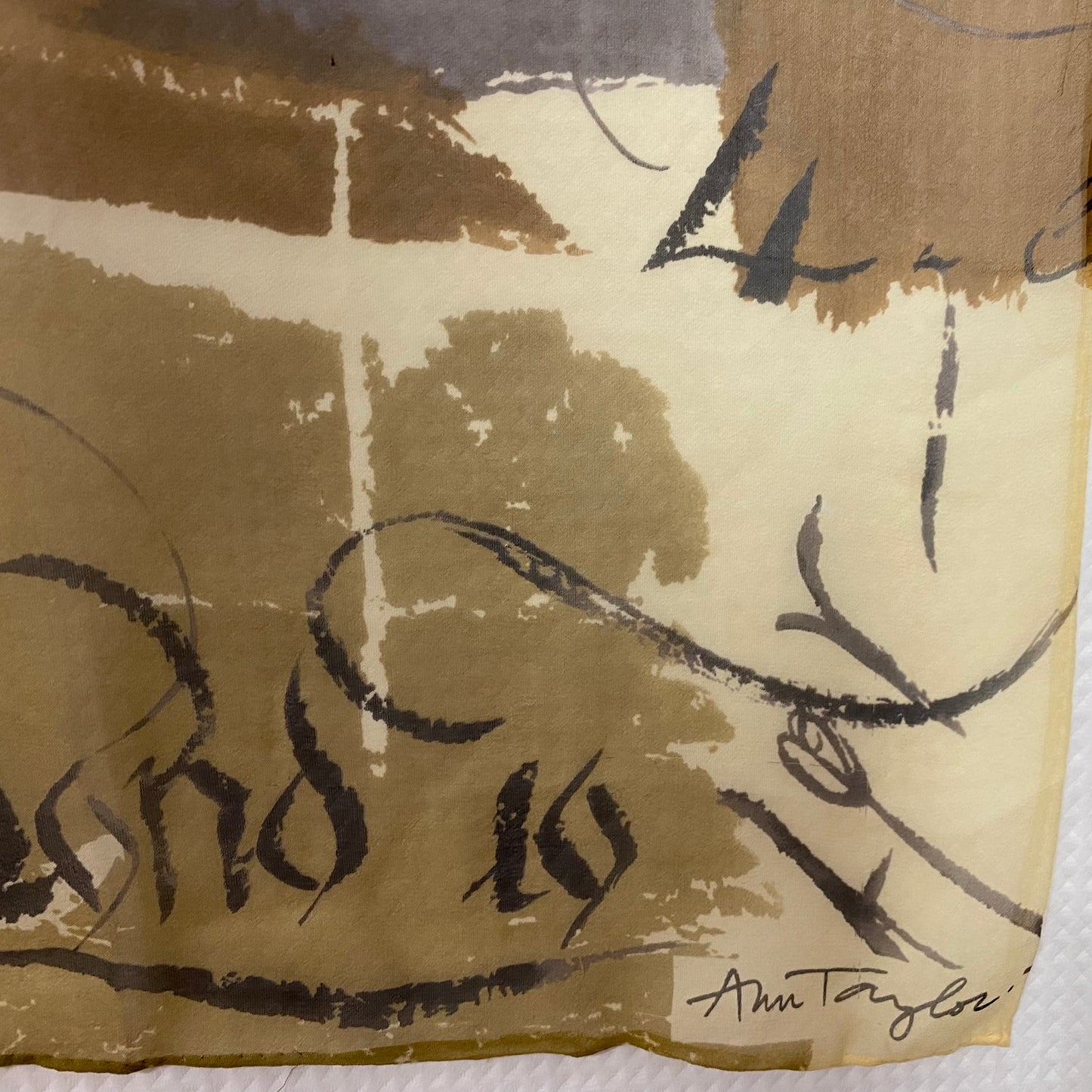 Ann Taylor Art Design Chiffon Silk Scarf - Long - 4992