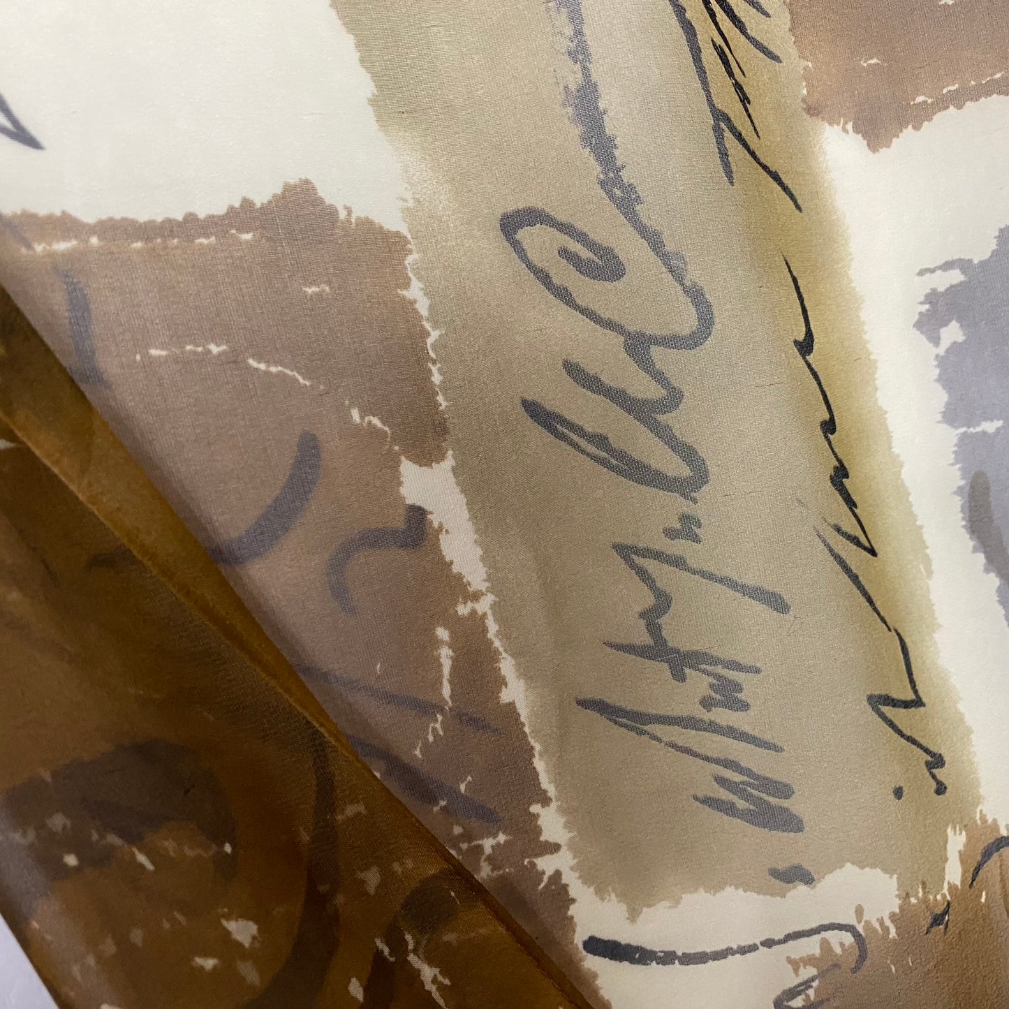 Ann Taylor Art Design Chiffon Silk Scarf - Long - 4992