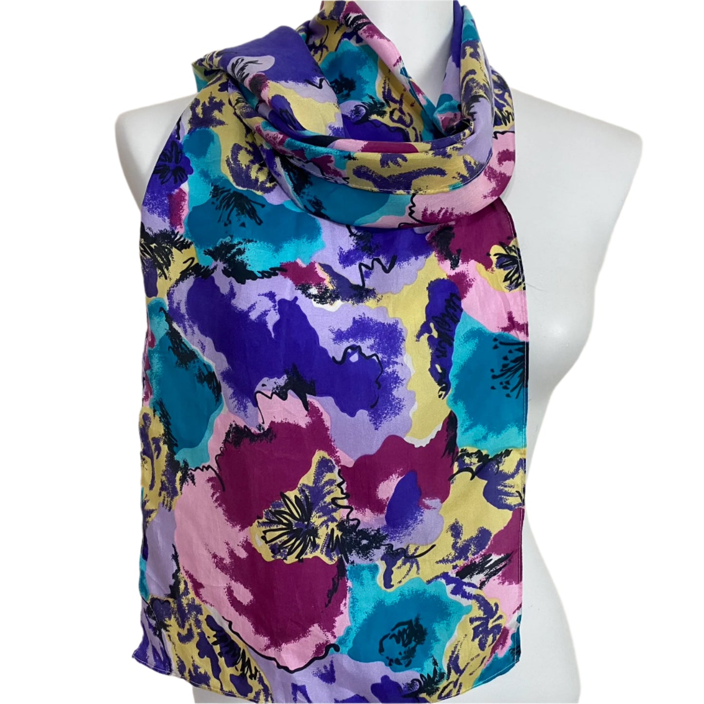 Gitano Floral Art Silk Scarf Long - 4993