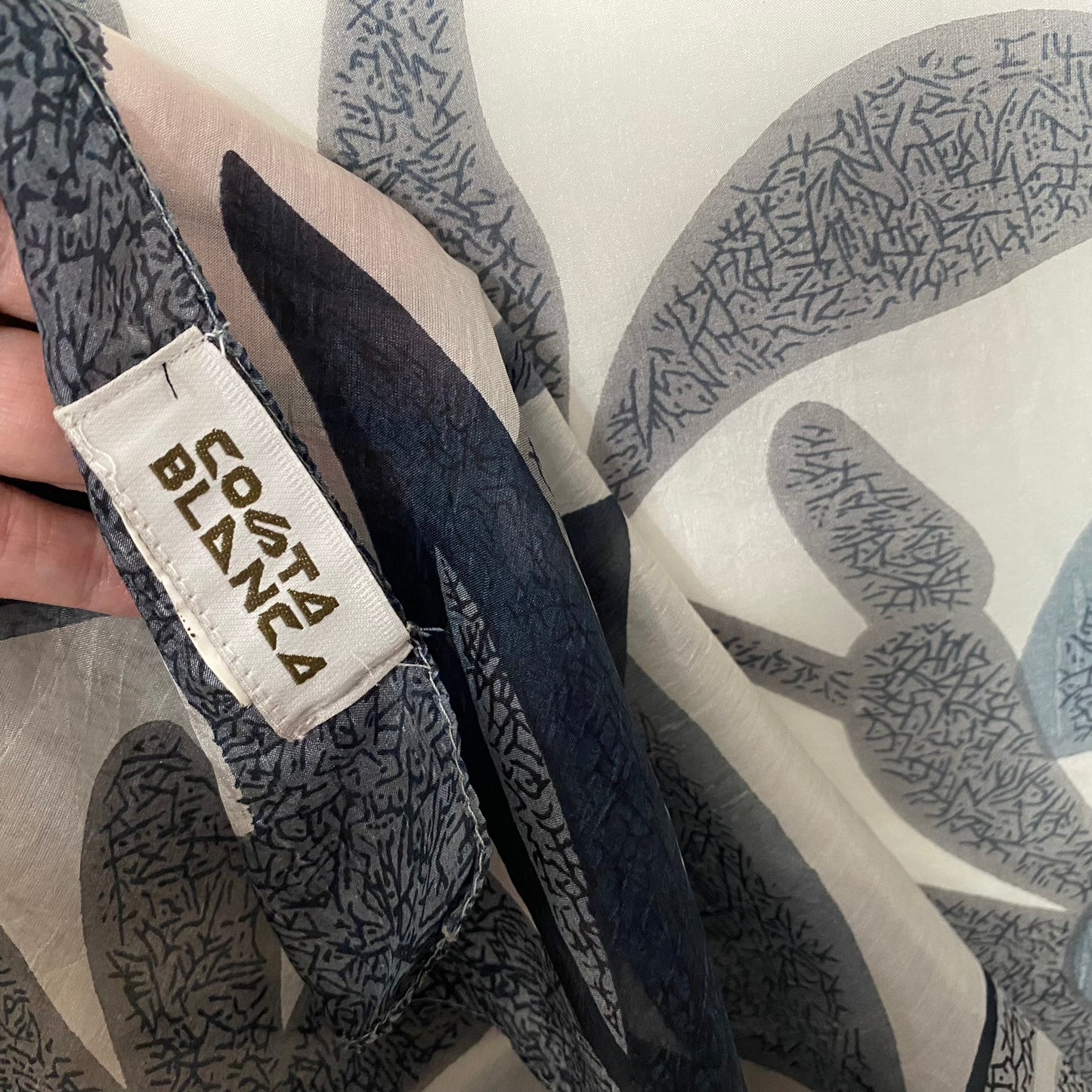 Costa Blanca Floral Art Silk Scarf - Long - 4994