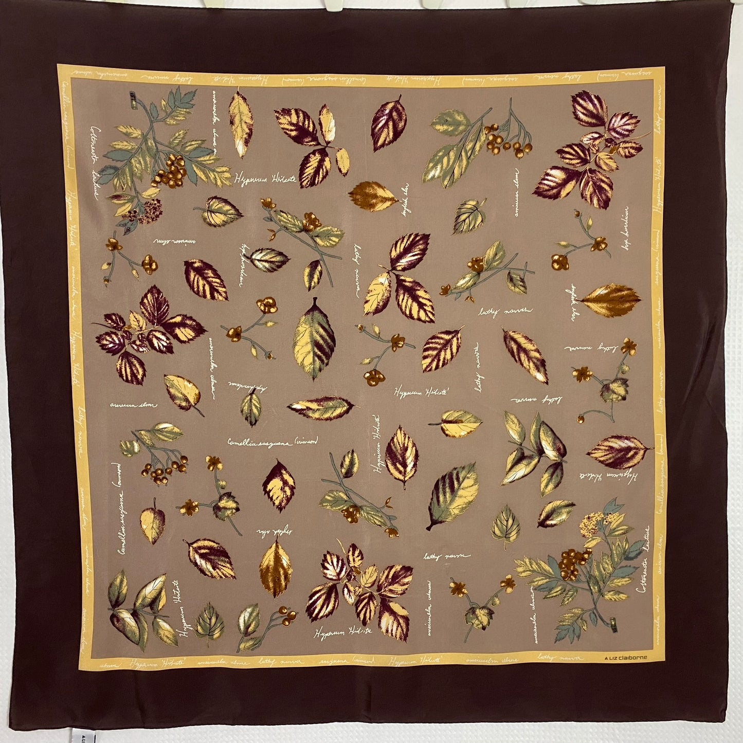 Liz Claiborne Plants & Leaves Silk Scarf - Square – 5017