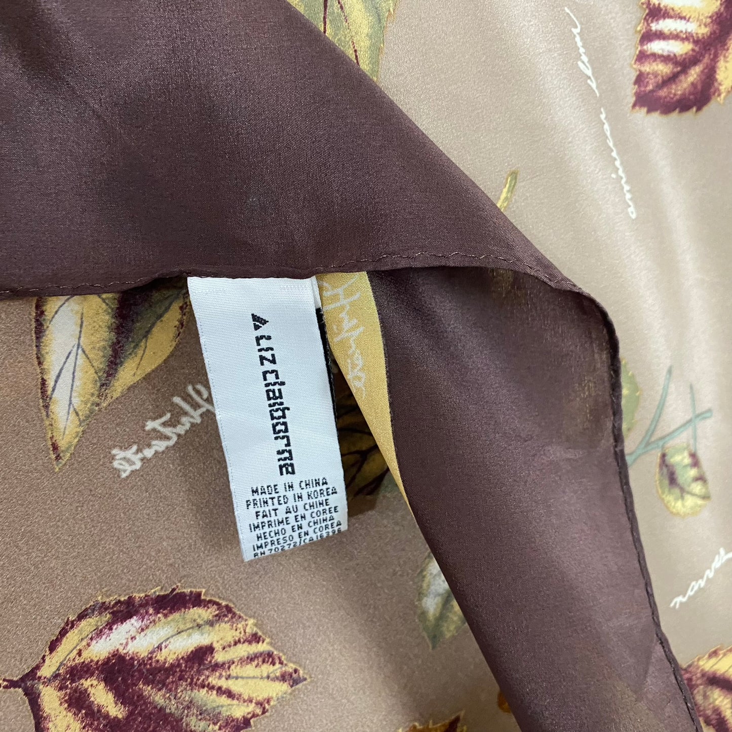 Liz Claiborne Plants & Leaves Silk Scarf - Square – 5017