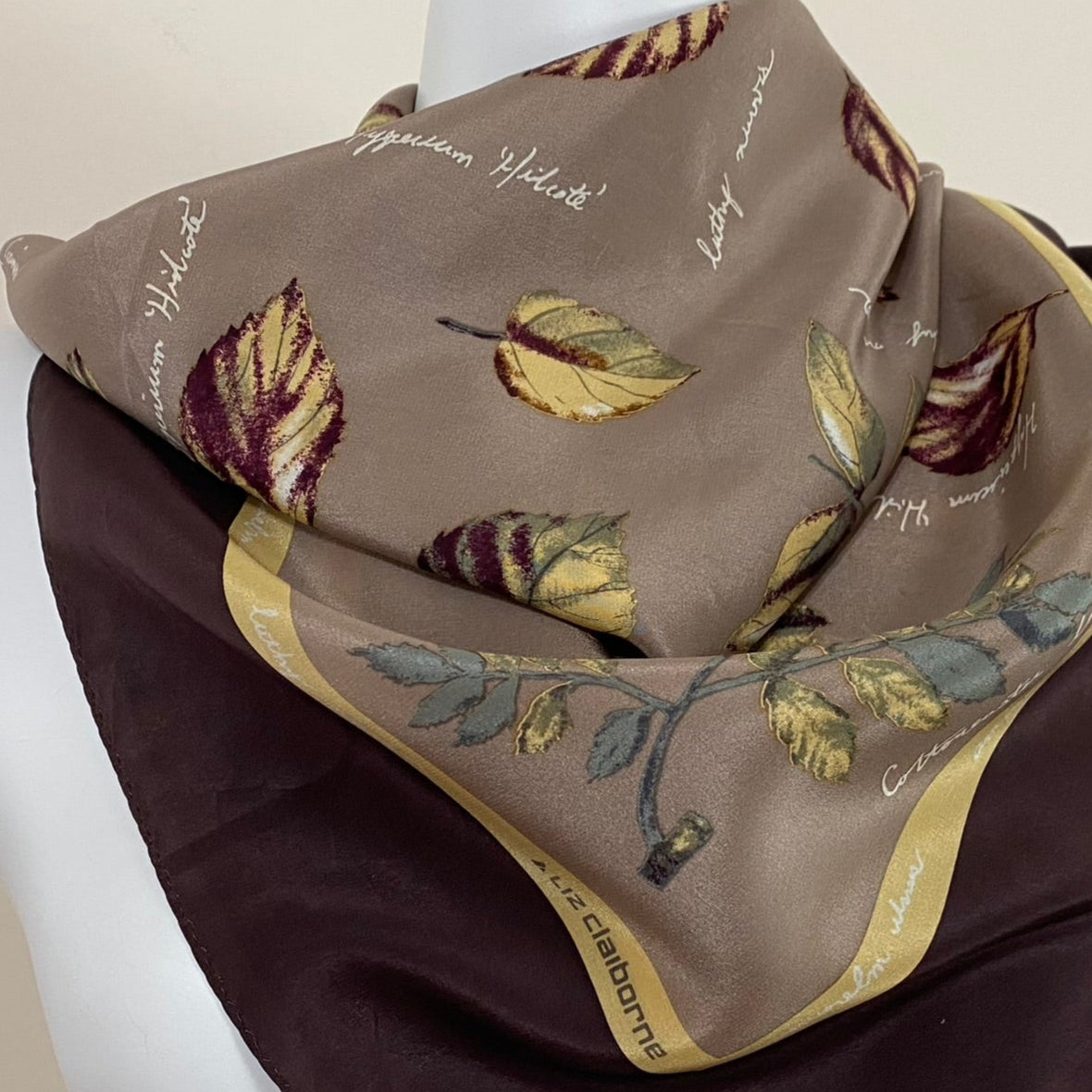 Liz Claiborne Plants & Leaves Silk Scarf - Square – 5017