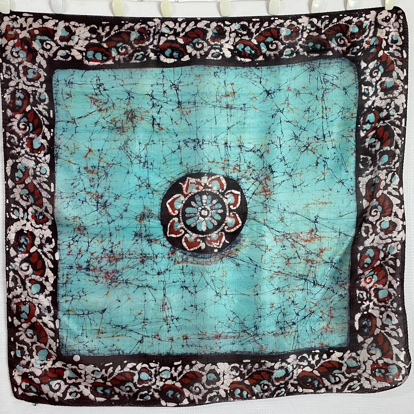 Hand Painted Indian Silk Scarf - Square – 5018