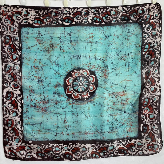 Hand Painted Indian Silk Scarf - Square – 5018