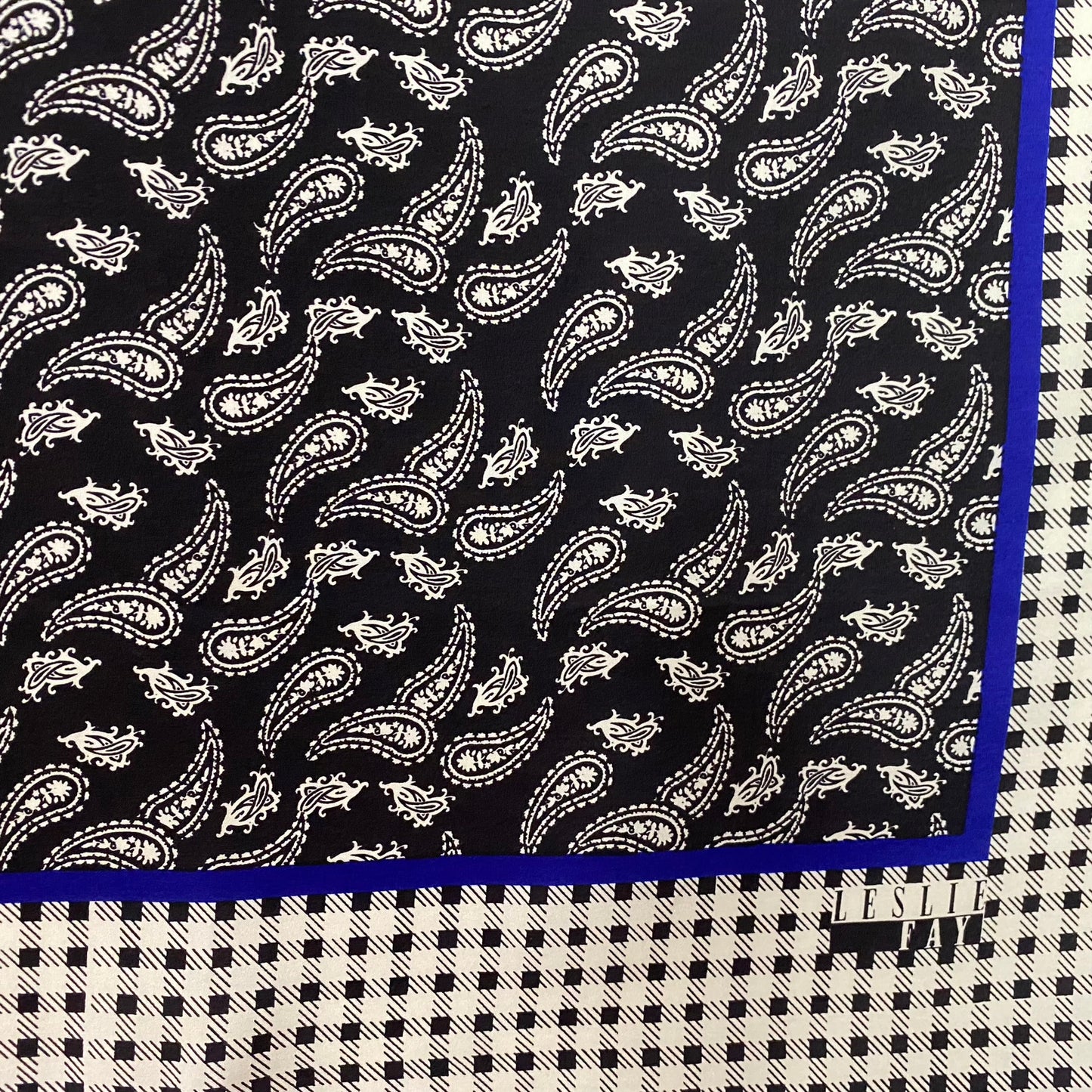 Leslie Fay Paisley Check Silk Scarf - Square – 5027