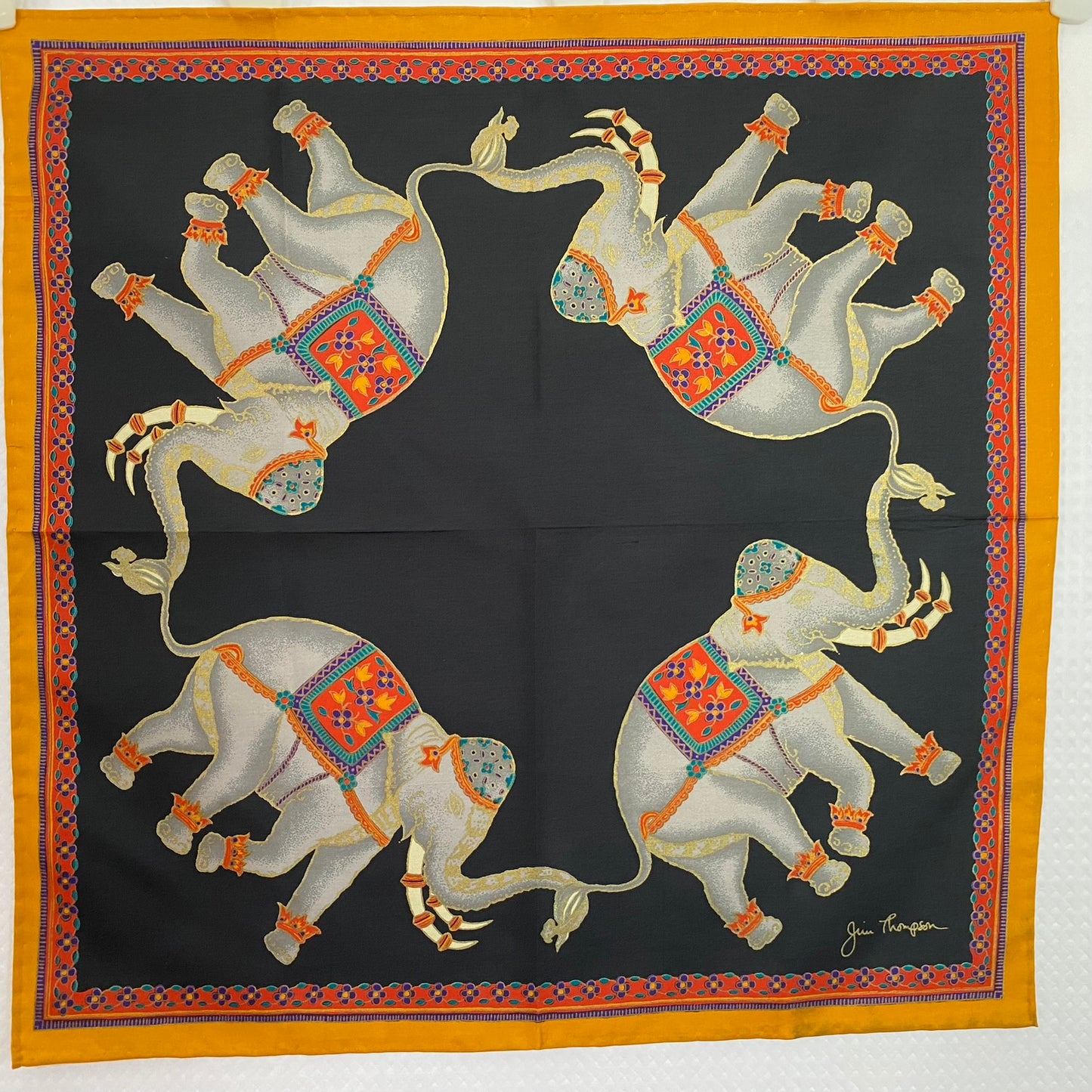 Jim Thompson Thai Elephants Silk Scarf - Square – 5051