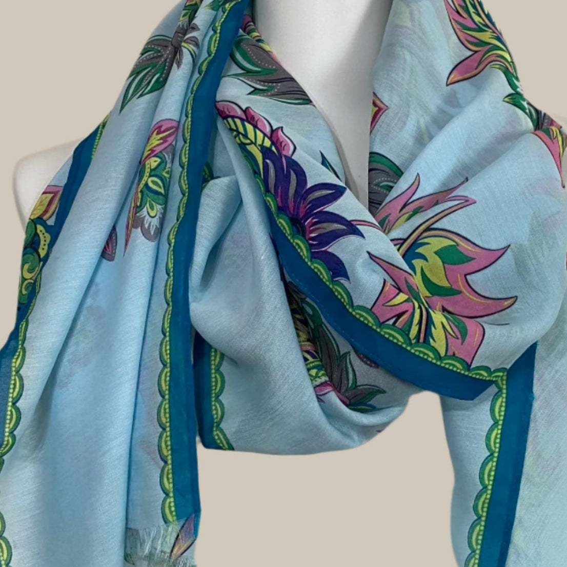 Fraas Floral Silk/Cotton Blend Scarf - Long – 5052