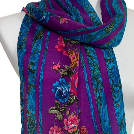 Bill Blass Floral Silk Scarf - Long - 5057
