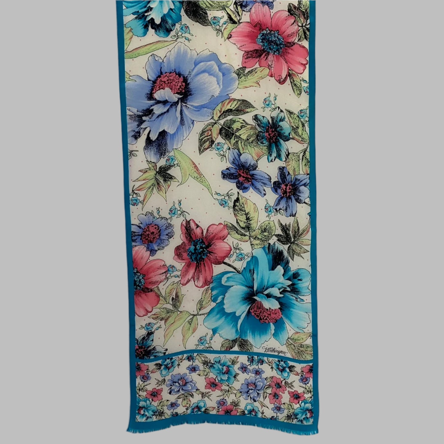 WORTHINGTON Silk Scarf - Floral - 11" x 52" Long - 5059