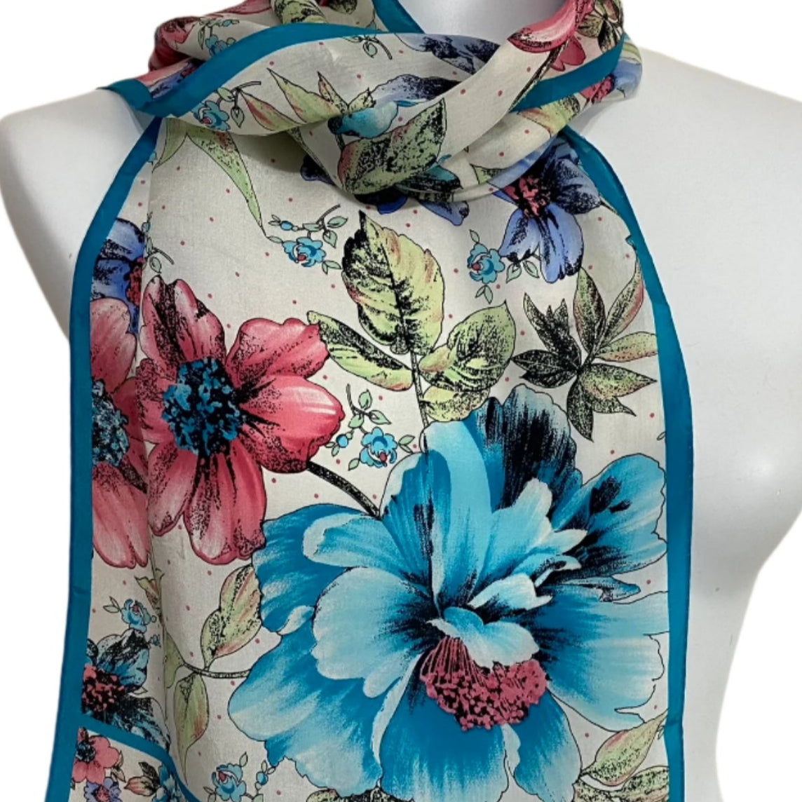 WORTHINGTON Silk Scarf - Floral - 11" x 52" Long - 5059