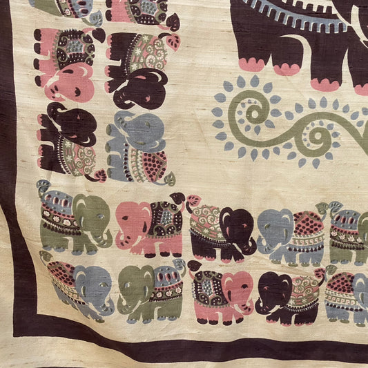 Indian Thai Elephants Art Silk Scarf - Square – 5086