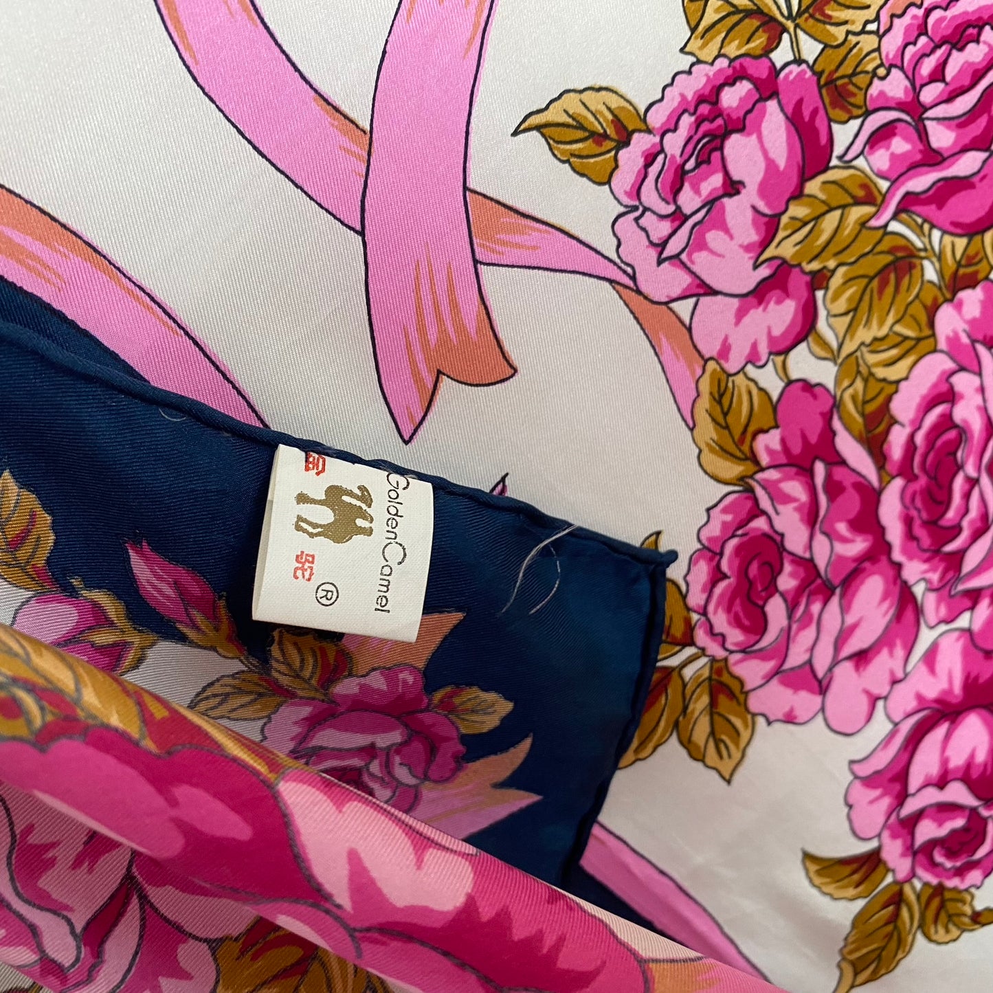 Golden Camel Floral Silk Scarf - Square – 5098
