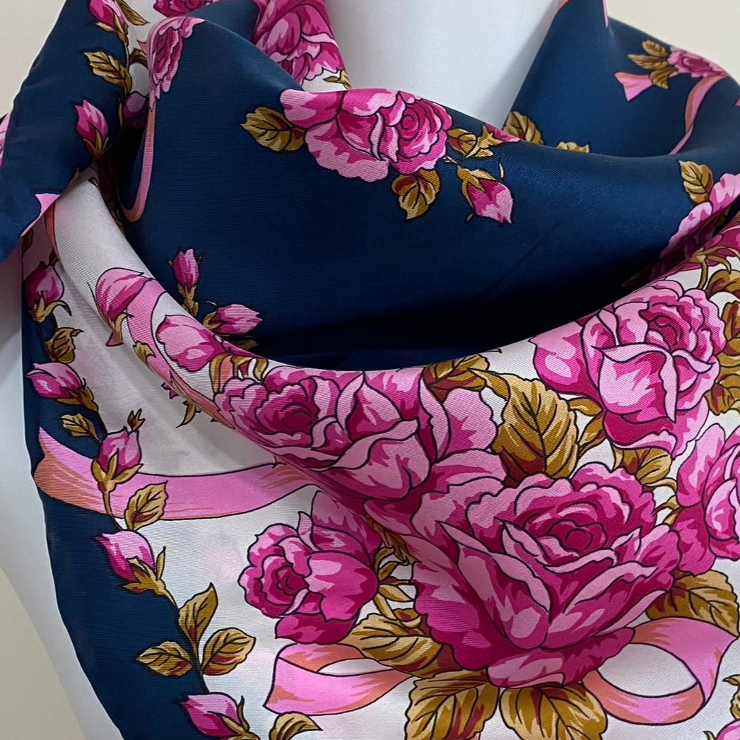 Golden Camel Floral Silk Scarf - Square – 5098