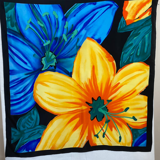 Ginnie Johansen Tropical Floral Art Silk Scarf - Square – 5100