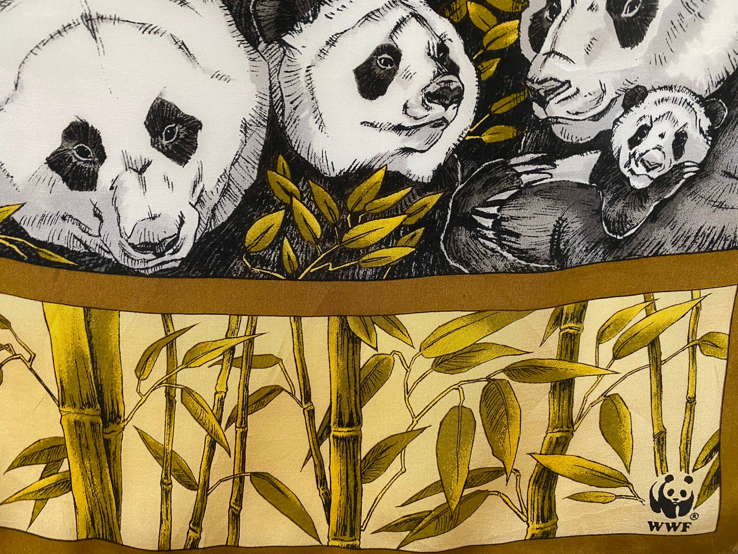 Rare WWF for Vera Panda Art Silk Scarf Long - 5115