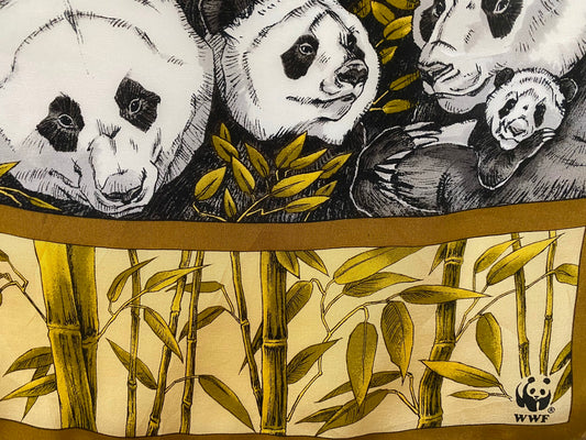 Rare WWF for Vera Panda Art Silk Scarf Long - 5115