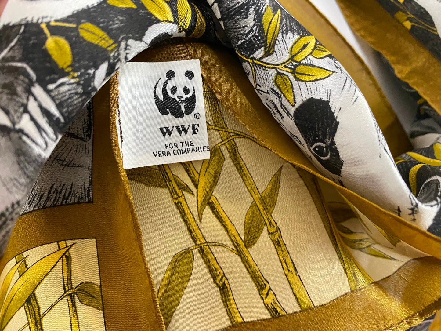 Rare WWF for Vera Panda Art Silk Scarf Long - 5115