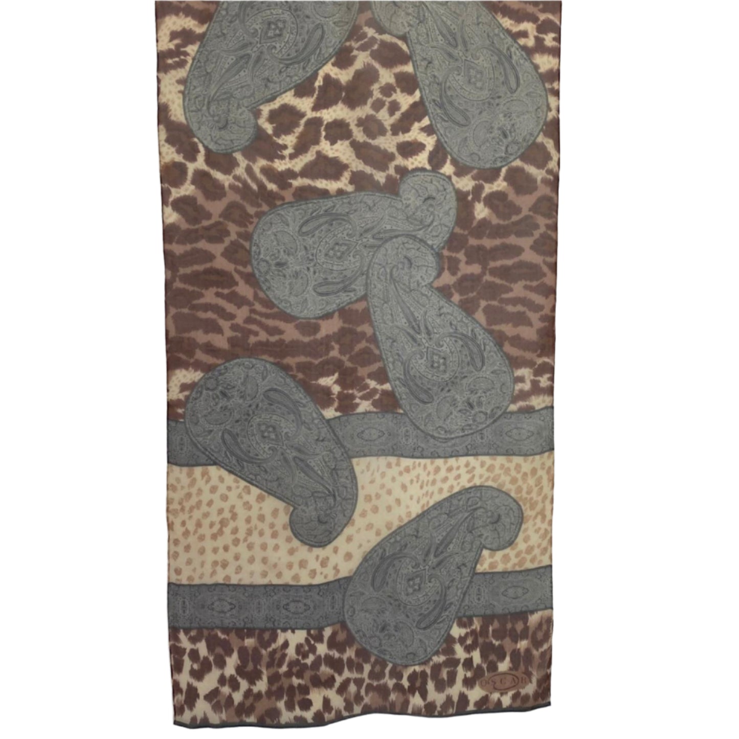 Oscar de la Renta Animal Print Paisley Silk Scarf - Long