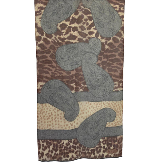 Oscar de la Renta Animal Print Paisley Silk Scarf - Long
