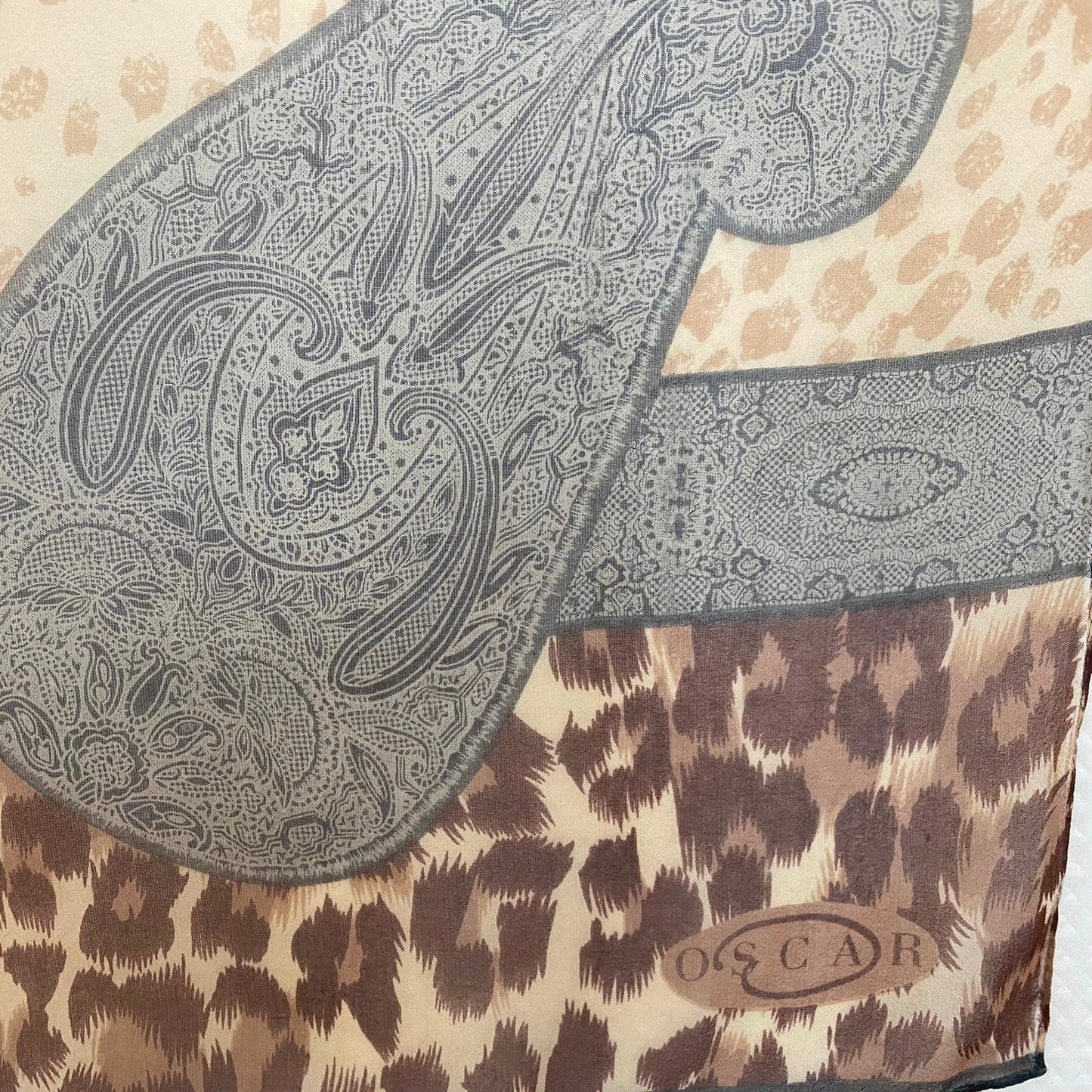 Oscar de la Renta Animal Print Paisley Silk Scarf - Long