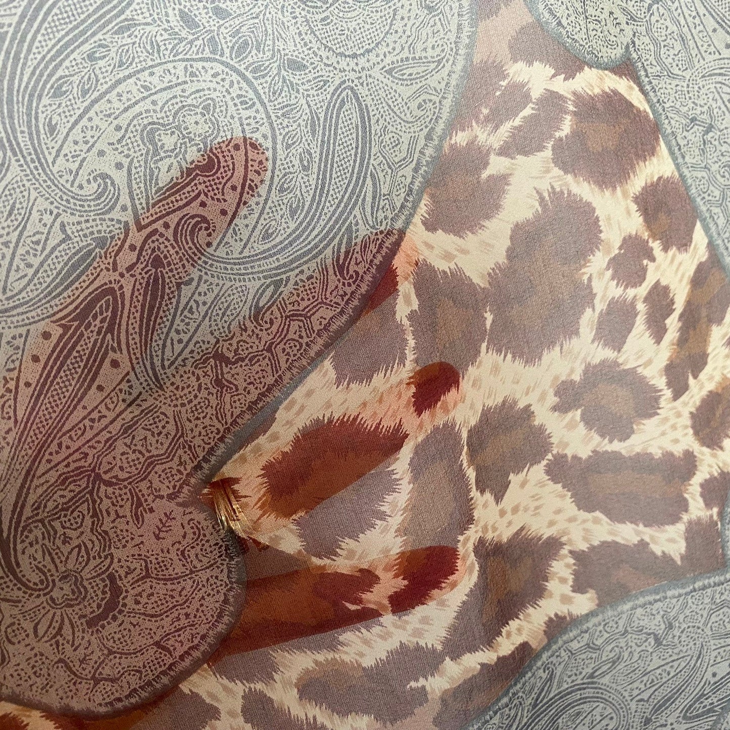 Oscar de la Renta Animal Print Paisley Silk Scarf - Long