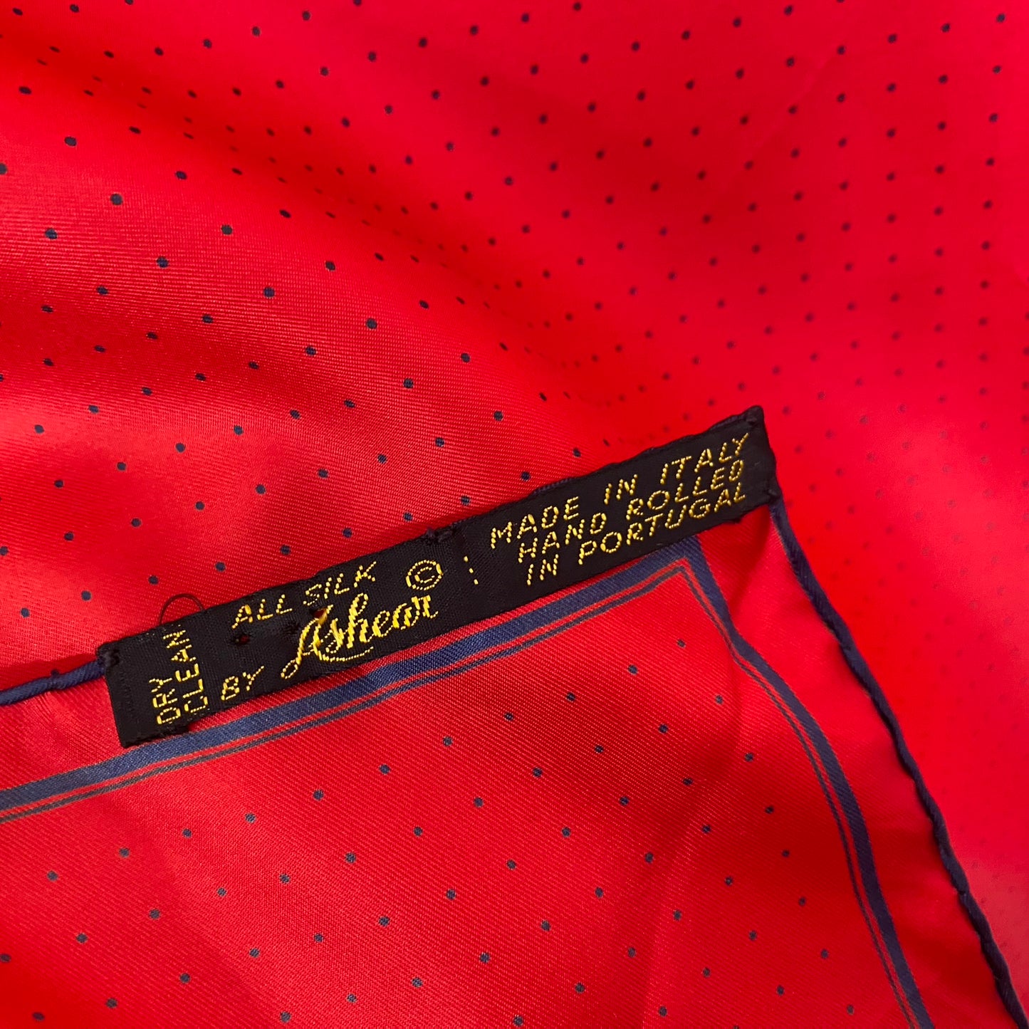 Ashear Polka Dot Mens Silk Pocket Hankie - 19" Square - 5140