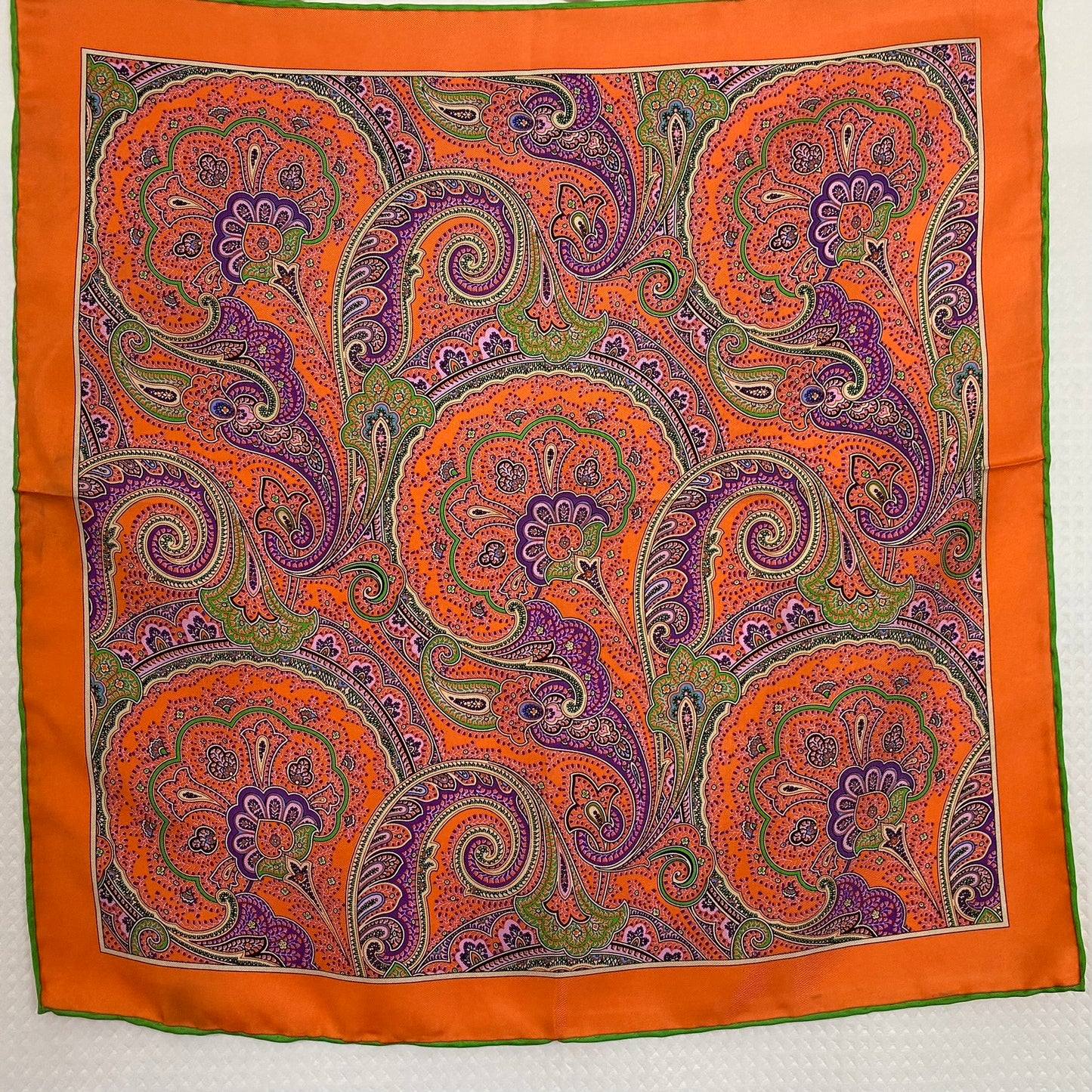 Vintage Paisley Silk 17" Pocket Square Hankie – 5145
