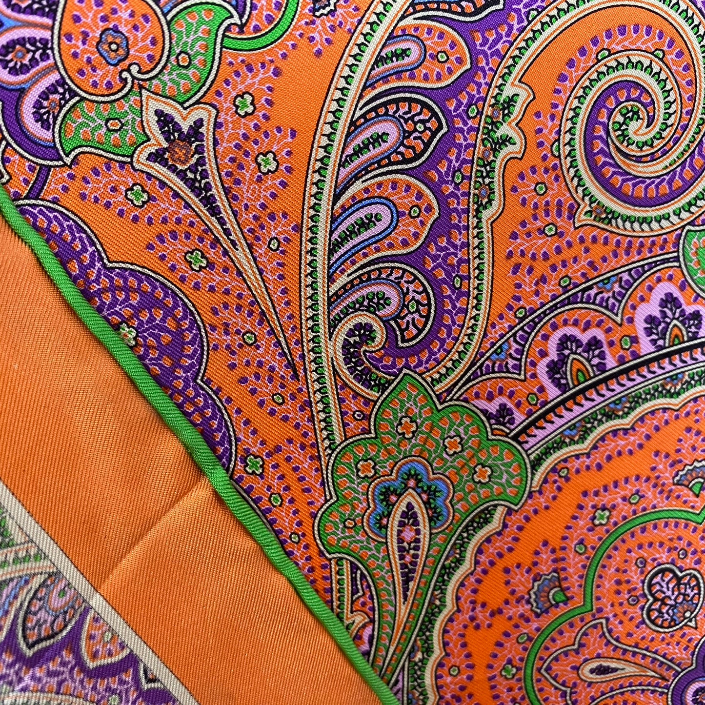 Vintage Paisley Silk 17" Pocket Square Hankie – 5145