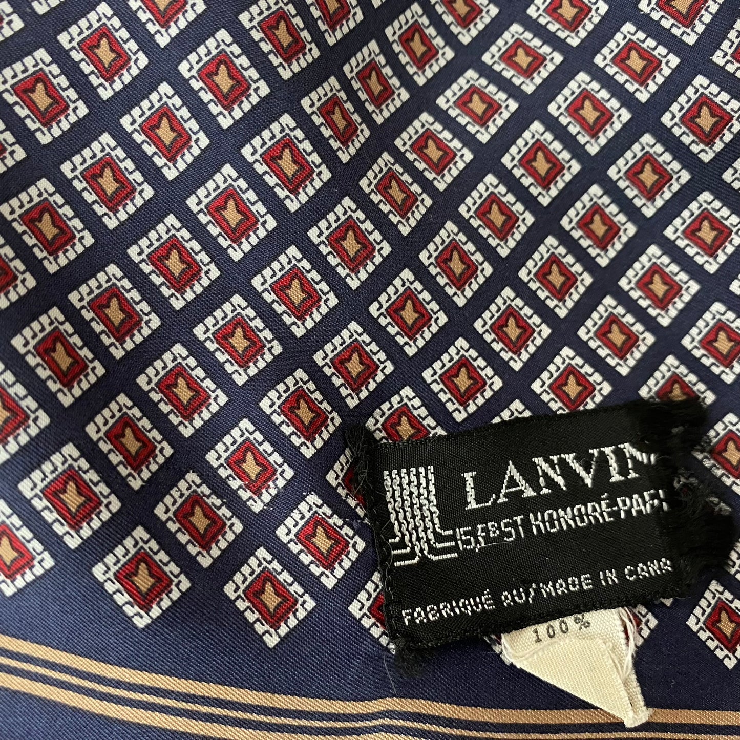 Vintage LANVIN Designer Mens Silk Scarf - 12" x 54" Long - 5152