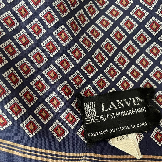 Vintage LANVIN Designer Mens Silk Scarf - 12" x 54" Long - 5152