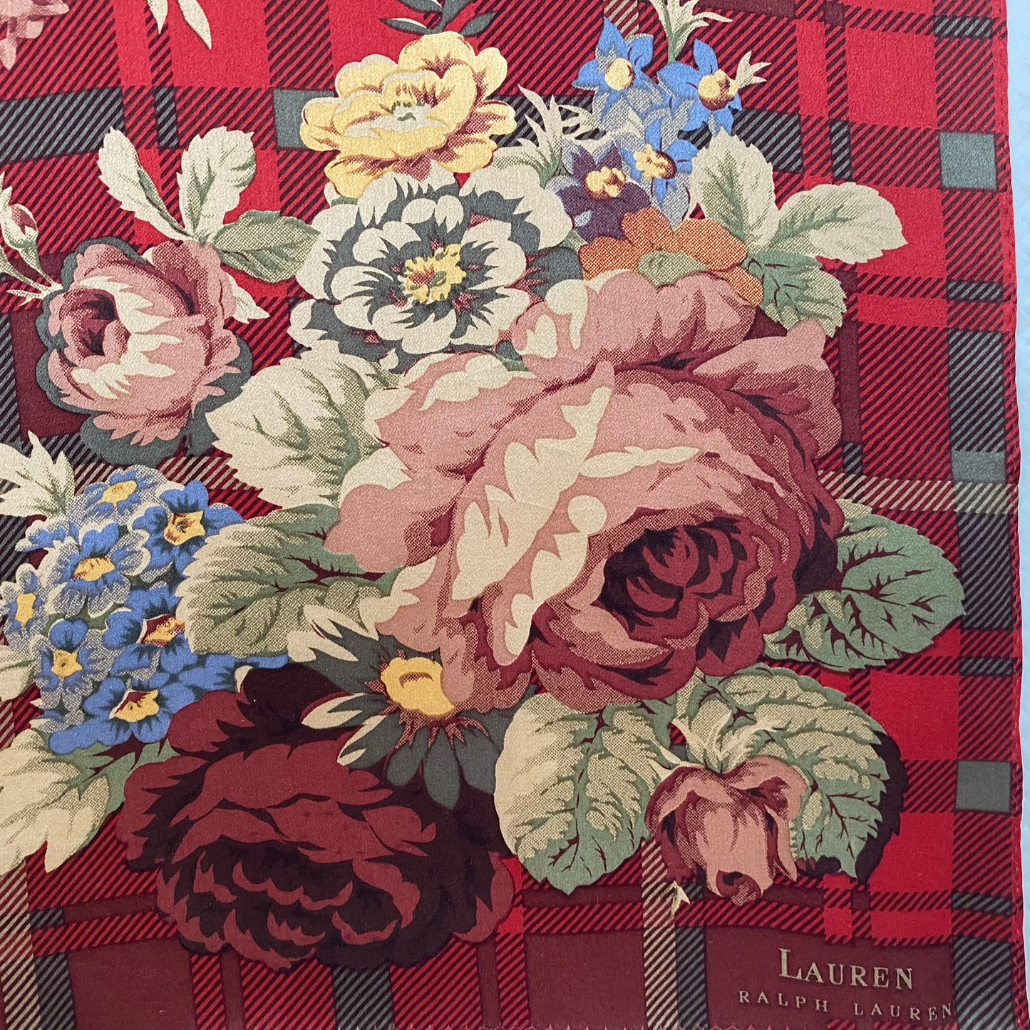Ralph Lauren Floral Plaid Silk Scarf - Long – 5176