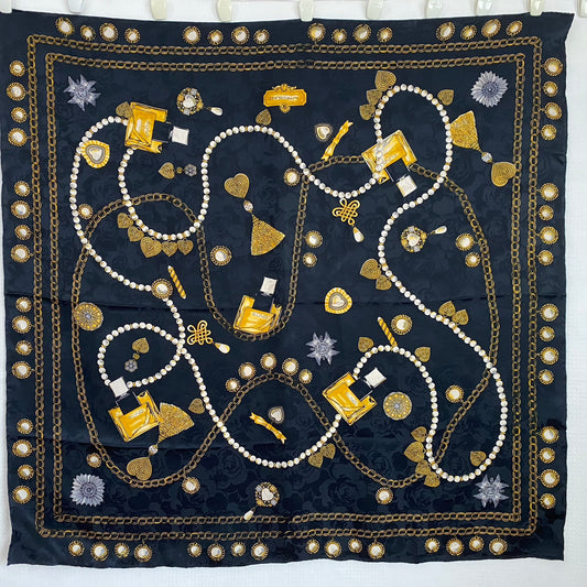 Alfred Sung Pearls & Perfume Floral Damask Silk Scarf - Square - 5220