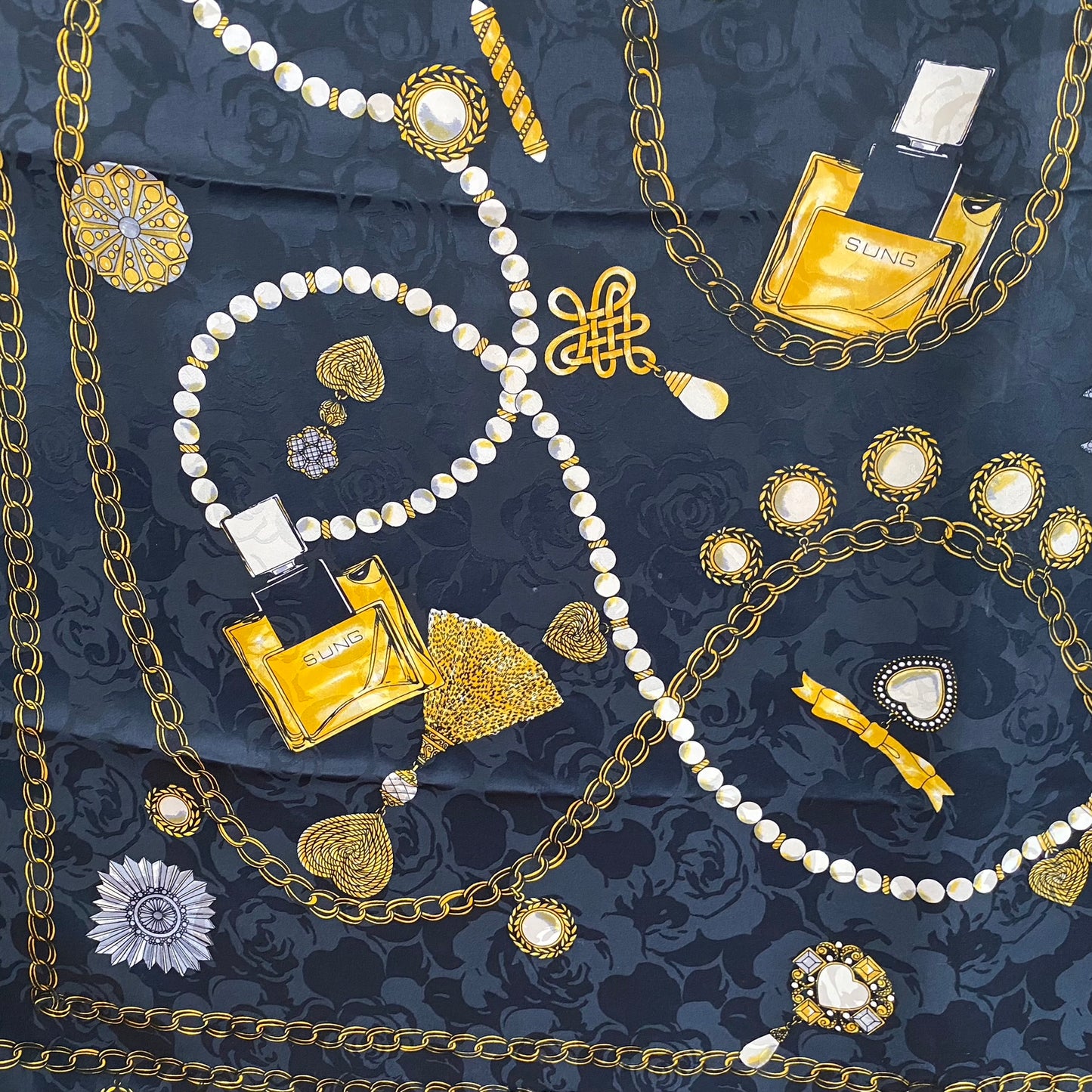 Alfred Sung Pearls & Perfume Floral Damask Silk Scarf - Square - 5220