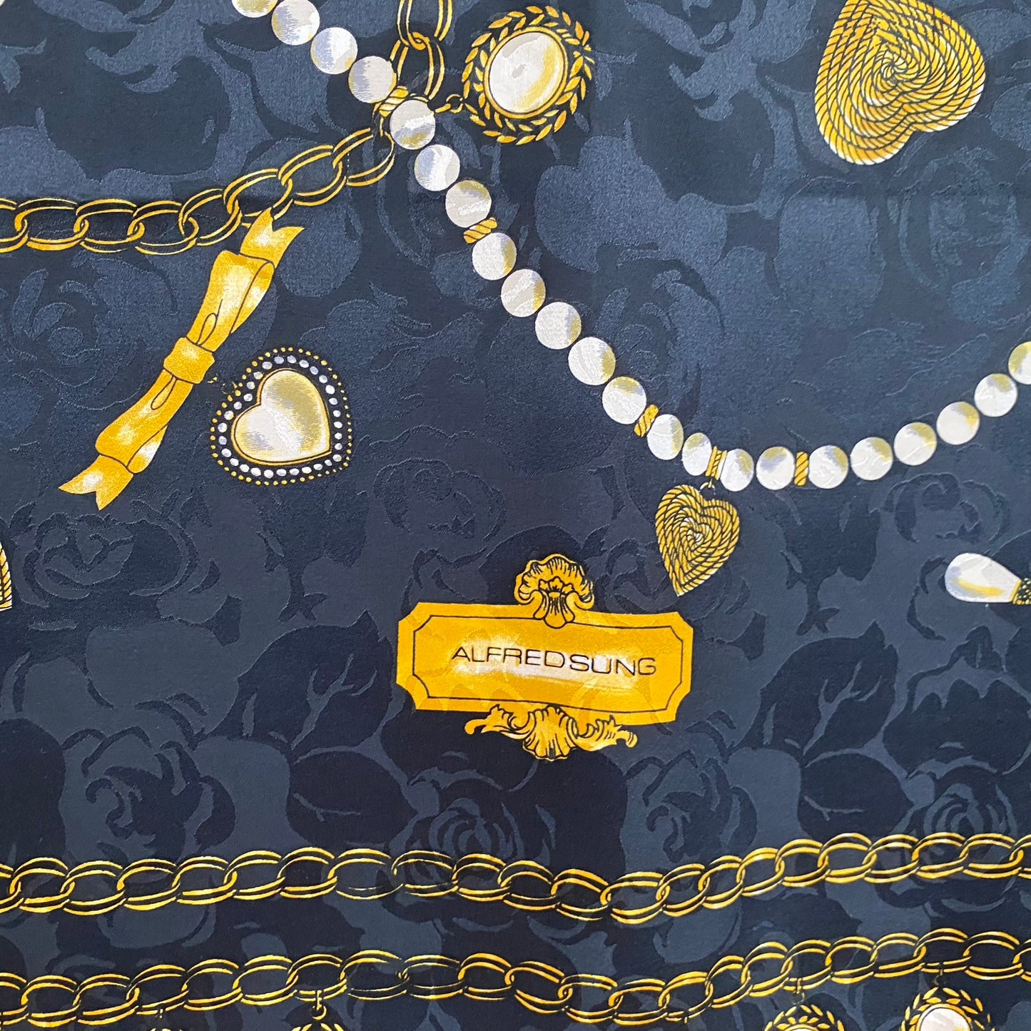 Alfred Sung Pearls & Perfume Floral Damask Silk Scarf - Square - 5220