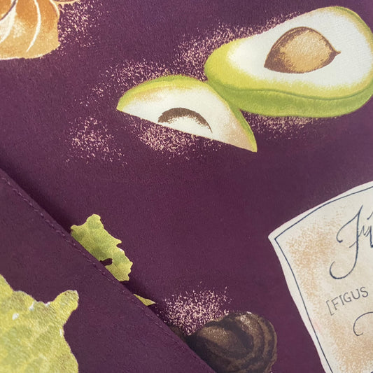 Avocado Pear Fig Design Silk Scarf - Long - 5245