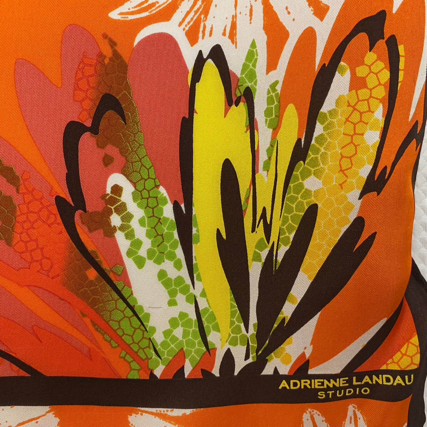 ADRIENNE LANDAU Long Silk Scarf - Vibrant Retro Floral - 5253