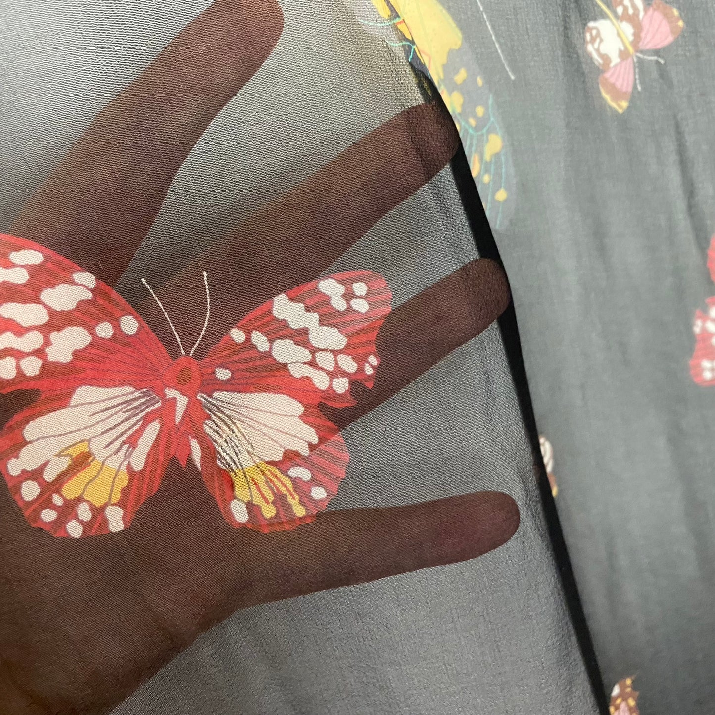 BERNIE OF NEW YORK Long Silk Scarf - Butterfly Design - SKU 5257