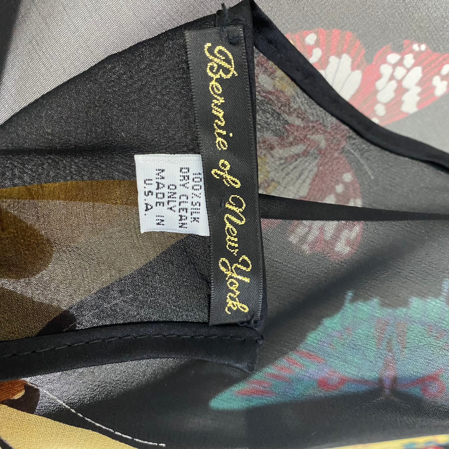 BERNIE OF NEW YORK Long Silk Scarf - Butterfly Design - SKU 5257