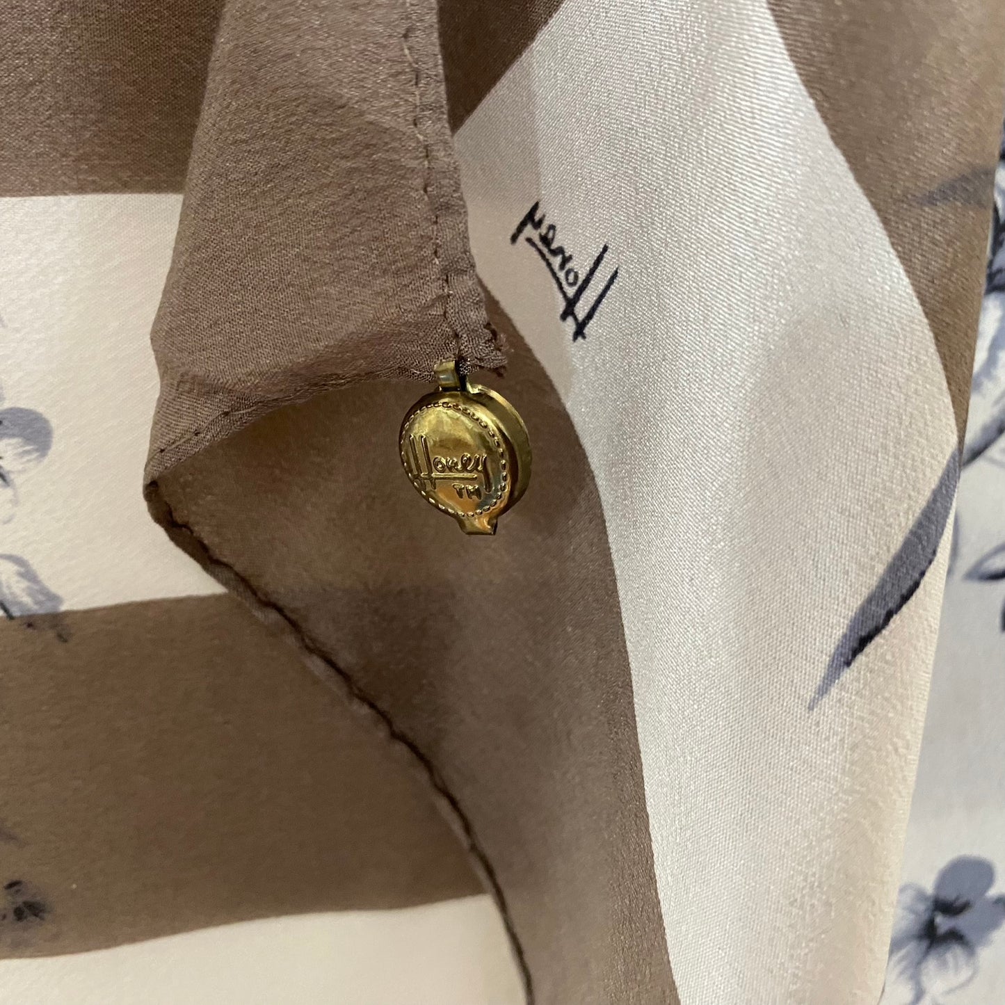 Classy Honey Floral Silk Scarf - Square - 5259