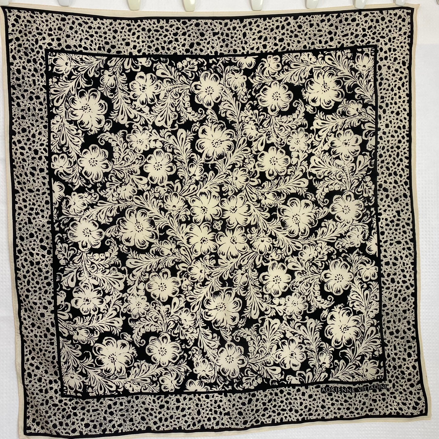 ADRIENNE VITTADINI Silk Scarf - Floral & Plume - 32" Square - 5264
