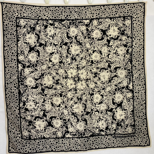 ADRIENNE VITTADINI Silk Scarf - Floral & Plume - 32" Square - 5264