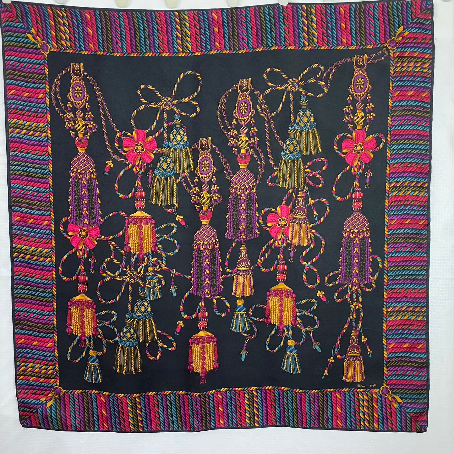 Echo Regal Tassels Silk Scarf - Square - 5272