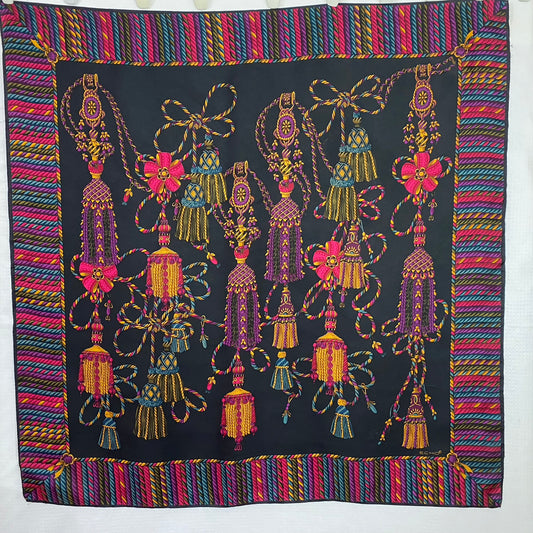 Echo Regal Tassels Silk Scarf - Square - 5272