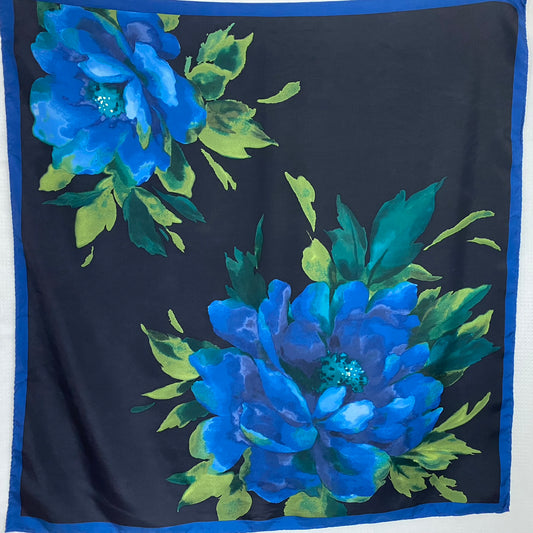 TALBOTS Square Silk Scarf - Stunning Floral Design - 5273