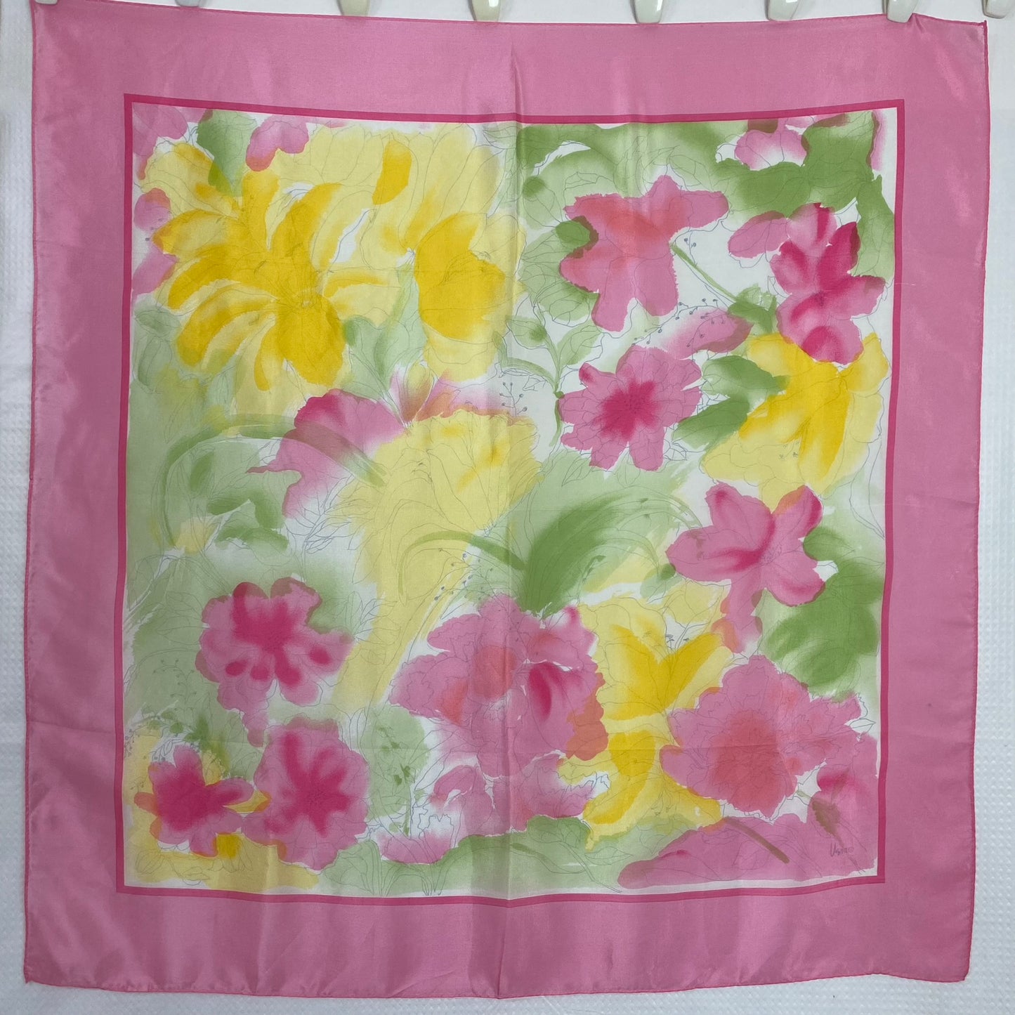 VERA NEUMANN Square Silk Scarf - Vintage Floral Design Square - 5281